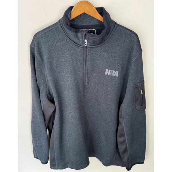 NRA National Rifle Association 2XL 1/4 Zip Gray Pullover Jacket Sweater Patriot - Picture 1 of 4